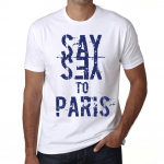 Vyri&scaron;kas vintažinis mar&scaron;kinėlis su grafika &bdquo;Say Yes to Paris&ldquo; baltas XS balta