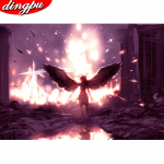 DINGPU 5D Deimantinė tapyba Pilnas gręžimas Apvalūs gėlės Deimantinis meno siuvinėjimas Kryželiu Namų dekoravimas 20X30CM