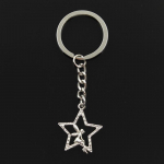 Madingas 30 mm raktų pakabukas Metalinis raktų pakabukas Raktų pakabukas Juvelyriniai dirbiniai Antikvariniai bronzos sidabro spalvos padengti angelo žvaigždė 30x24 mm pakabukas sidabras