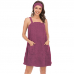 Bright Deer Women Terry SPA vonia apvyniojamas rank&scaron;luosčių chalatas su dirželiais Greitai džiūstantis kilpinis kilpinis elastingas du&scaron;o chalatas su galvos apdangalu Mink&scaron;tas sporto salės baseino uždengimas XL
