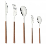 5/20 vnt veidrodinis poliruotas nerūdijančio plieno stalo įrankių rinkinys &Scaron;akės Peiliai &Scaron;auk&scaron;tai Dirbtinis medinis efektas Rankena Virtuvės Sidabrinių indų rinkinys 1Set ruda/sidabras