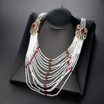 Eleganti&scaron;ki ilgi karoliukai karoliai Marokas Caftan Bijoux Etniniai vestuviniai papuo&scaron;alai turki&scaron;ki daugiasluoksniai karoliukų karoliai balta/raudona