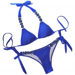 2 vnt / rinkinys, padalintas bikini cirkonio metalo grandinėlė grynos spalvos seksualus reguliuojamas maudymosi kostiumėlis plaukimui S žalia