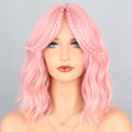 MISS WIG sintetinių plaukų perukas Ombre Ash Blonde vidutinės bangos perukas su vidurinės dalies kirpčiukais moterims kasdieniam dėvėjimui Cosplay China