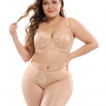 Seksualus liemenėlių rinkinys Ultra Thin E Cup Liemenėlės ir kelnaičių rinkinys Nėrinių siuvinėjimo apatinio trikotažo rinkinys 36E-46E Moterims didesnio dydžio apatinių komplektas 80E smėlis