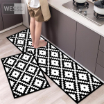 Juodai balti geometriniai virtuvės kilimai ir kilimėliai Neslystantys 40x60cm 40x120cm paprasti vonios kilimėlių rinkiniai 2 dalių miegamojo kilimėlis 40x60cm+40x120cm