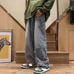 Vyri&scaron;ki mada Y2K drabužiai Vintažiniai prabangūs džinsai Vyri&scaron;ki siuvinėjimai Auk&scaron;tos kokybės Baggy tiesios kelnės Džinsinės kelnės Džinsai Vyri&scaron;ki Gatvės drabužiai