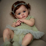NPK 58cm Reborn Toddler Girl Doll Tutti Medžiaginiai kūno dažai Lėlė Žalias megztinis