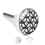 Les Tr&eacute;sors De Lily [A2524] - Keraminė baldų rankenėlė 'Boho' juoda balta - 65x35 mm juoda