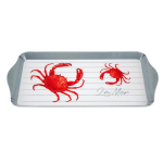 Les Tr&eacute;sors De Lily [R6534] - Plateau &agrave; cake m&eacute;lamine 'La Mer' rouge gris (crabe) - 30x15 cm raudona