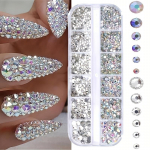 Women Fashion Crystal AB Rhinestones Nail Art Brangakmeniai , Nagų dailės įrankiai nagams, amatai 1 Box
