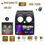 Automobilių radijas Android Auto Multimedia, skirtas Nissan Qashqai J10 2006 2007 2008-2013 Carplay 2din GPS Autoradio 2+32GB 2+32GB,B