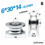 1 vnt. 8 * 30 * 14 mm U ratas su grioveliais 6x30x14 mm vik&scaron;ro kreipimo ratas / riedėjimo ratas 6*30*14mm