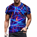 Nauji vasaros vyri&scaron;ki madingi mar&scaron;kinėliai Personality Blue Crystal Lines Printed Vyri&scaron;ki mar&scaron;kinėlių vir&scaron;us XS mėlyna