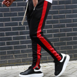 Vyrų bėgiojimas laisvalaikio sportinės kelnės sportinės kelnės apatinės hip-hop kelnės sutraukiamos kelnės užtrauktuku apdaila M juoda/raudona