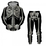 Pavasario rudens Helovino Cosplay Skeleton Splanchna 3D Print Užtrauktuku sportiniai kostiumai Vyri&scaron;ki kelnės su gobtuvu 2 vnt. rinkinys Streetwear kostiumai M