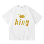 2023 m. Kasdieniai KING QUEEN Print Vasariniai medvilniniai mar&scaron;kinėliai trumpomis rankovėmis O kaklu Laisvi meilužių mar&scaron;kinėliai Moteri&scaron;ki vyri&scaron;ki mar&scaron;kinėliai mar&scaron;kinėliai S