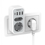 TESSAN EU kelių ki&scaron;tukų maitinimo adapteris su 1/2 kintamosios srovės lizdų, 3 USB prievadai ir 1 C tipo ki&scaron;tukas, 6 į 1 sieninis lizdas, skirtas namų biurui 2 Outlet & 4 USB Ports pilka spalva