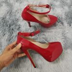 Unisex vyri&scaron;ki Hot Drag Queen batai madingi pavasariniai batai pompos naktinis klubas auk&scaron;takulniai vandeniui atsparus apvali oda lakinė oda SM Gay Newhalf 43 raudona
