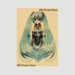 Anime Idol Animacinių filmų dainininkas Miku Plakatas HD spausdinimas Kraftpopierius Retro siena Meno paveikslėliai Miegamojo Dekoratyvinė tapyba Namų dekoro dovanos 30x21cm