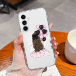 Samsung S22 S23+ Ultra S20 S21 FE S10 S6 S7 edge+ Case Fashion Atsparus smūgiams Girl Astronaut Skaidrus Mink&scaron;tas silikoninis TPU, skirtas Galaxy Note5 buferiui Samsung M30