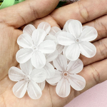 10 vnt 28,5 mm matinis pusiau permatomas &bdquo;pasidaryk pats&ldquo; gamybos indas, rankų darbo medžiaga, 5 žiedlapiai, gėlės &bdquo;pasidaryk pats&ldquo; auskarai, plaukų papuo&scaron;alų priedai balta