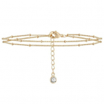 Eleganti&scaron;ka dvigubo sluoksnio karoliukų grandinės apyrankė Kalnų kri&scaron;toliniu akmeniu inkrustuota reguliuojama pailginimo grandinėlė moteri&scaron;ka metalinė apyrankė auksinė