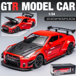 1/24 skalė, suderinama su GTR modelio automobiliniu žaislu, cinko lydinio i&scaron;traukiamu žaisliniu automobiliu su garsu ir &scaron;viesa, skirta vaikams berniukui, mergaitei 1/24-20.8x8.6x5.6cm raudona