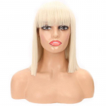 Sintetiniai perukai Trumpas tiesus juodas perukas su kirpčiukais Bob Perukai moterims Rožinė Raudona Žalia Ruda Cosplay Plaukų perukas kasdieniniam naudojimui auk&scaron;toje temperatūroje smėlis