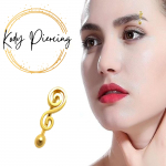 KODY PIERCING 18K paauksuotas muzikinių natų vėrimas ant antakių lanko su kamuoliuku &ndash; kokybi&scaron;kas auskarų vėrimas