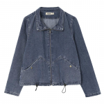 Atsistojusi apykakle Laisva ilgomis rankovėmis džinsinė striukė, skirta moteri&scaron;kam rudeniui, nauja, universali trumpa beisbolo striukė