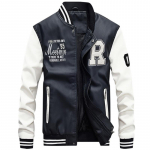 Striukė Vyri&scaron;ki Siuvinėjimai Beisbolo striukės Pu odiniai paltai Slim Fit College Pilot Casaco Masculino XXXXL balta