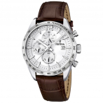 Festina Timeless Chronograph Odinis Dirželis Sidabrinis Ciferblatas Kvarcinis F16760-1 Vyri&scaron;kas Laikrodis sidabras