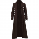 Viduramžių steampunk retro gotikos paltas, vėjo striukė Viktorijos laikų uniforma, ilgos dalies vyri&scaron;ki paltai Cosplay kostiumai XXL ruda
