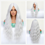 &Scaron;viesiaplaukis vienaragis ilgas sintetinis ombre rudas blondinis perukas Banguoti perukai su kirpčiukais Cosplay perukai moterims vakarėliams naudoti kar&scaron;čiui atsparus pluo&scaron;tas