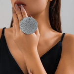 Perdėtas didelis metalinis apvalios formos žiedas moterims, merginoms Hip-hop Simple Statement Finger Ring Vakarėlio papuo&scaron;alų aksesuarai
