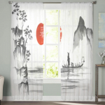 Tradicinė japonų tapyba Permatomos užuolaidos Miegamojo Voile užuolaidos Svetainės langas Permatomos užuolaidos Virtuvė Tiulio užuolaidos 135W x 114H(cm)
