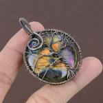 Natural Tree Of Life Labradorite Gemstone Copper Wire Wrap Pendant 2.36 k8y20