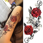 Laikini lipdukai netikros tatuiruotės moterų merginų modeliams, vandeniui atsparus ilgalaikis kūno meninis makiažas Seksualios tikrovi&scaron;kos rankų tatuiruotės One Size raudona