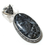 Natural Larvikite Stone Gemstone 925 Sterling Silver Gift Pendant 2.44 b0k68