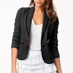 Moteri&scaron;kos, atviros priekinės ki&scaron;enės su kardiganu oficialus kostiumas ilgomis rankovėmis palaidinės paltas L juoda