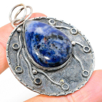 Natural Sodalite Gemstone Handmade 925 Sterling Silver Pendant 2.21 e0n38