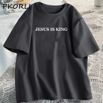 &bdquo;Jesus Is King&ldquo; mar&scaron;kinėliai, moteri&scaron;ki &bdquo;Casual God Is Good&ldquo; mar&scaron;kinėliai Moteri&scaron;ki, krik&scaron;čioni&scaron;ki drabužiai &bdquo;Tikėjimo&ldquo; mar&scaron;kinėliai Medvilniniai mar&scaron;kinėliai trumpomis rankovėmis 4XL