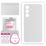 apgo Protective Skin Sticker for the back compatible with Samsung Galaxy M34 5G, Wrap Film, Foil, Vinyl - Pattern Transparent Carbon