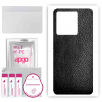 apgo Protective Skin Sticker for the back compatible with ZTE Blade V50 Smart, Wrap Film, Foil, Vinyl - Pattern Black Leather