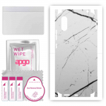 apgo Protective Skin Sticker for the back+sides compatible with Xiaomi Redmi 9A, Full Wrap Film, Foil, Vinyl - Pattern White Marble