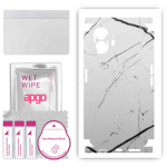 apgo Protective Skin Sticker for the back+sides compatible with Nothing Phone 2, Full Wrap Film, Foil, Vinyl - Pattern White Marble