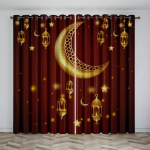 2 vnt. Ramadano dekoracija Lauko užuolaidos su ki&scaron;ene strypui Užuolaidos, tinkamos virtuvei, kavinei, svetainei, balkonui 1x50W60H(CM)&Hook blue