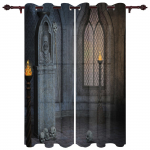 Metaliniai vartai Siaubo naktinis mėnulis Langų užuolaidos Namų dekoras Svetainės Užuolaidos Virtuvės Užuolaidos Skydinės užuolaidos miegamajam 135W x 60H(cm)