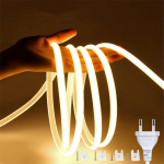 220V COB LED juostinė lemputė EU maitinimo ki&scaron;tukas IP67 sagties fiksacija LED juostinė lempa Lanksti COB linijinė &scaron;viesos juosta 3000K 4000K 6000K 1-21m 21M &scaron;ilta balta spalva